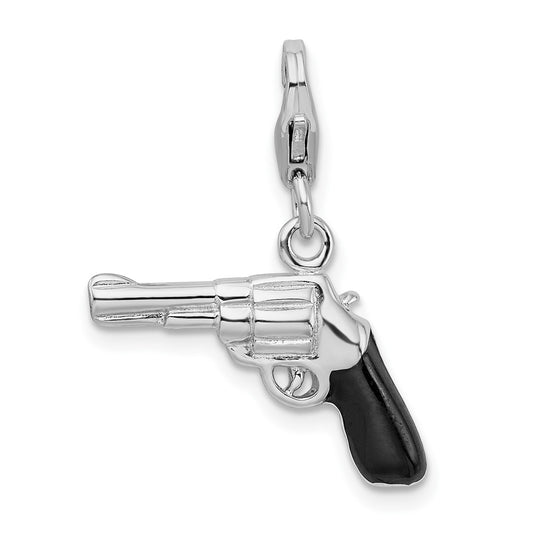 Amore La Vita Sterling Silver Rhodium-plated Polished 3-D Enameled  Charm with Fancy Lobster Clasp