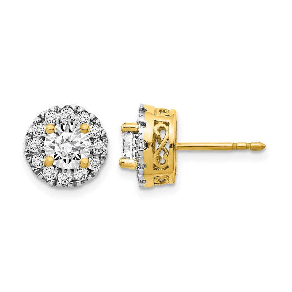 14K Gold 1/2 Carat Diamond Semi-Mount Halo Stud Earrings (Holds 2 x 6.5mm Stones)