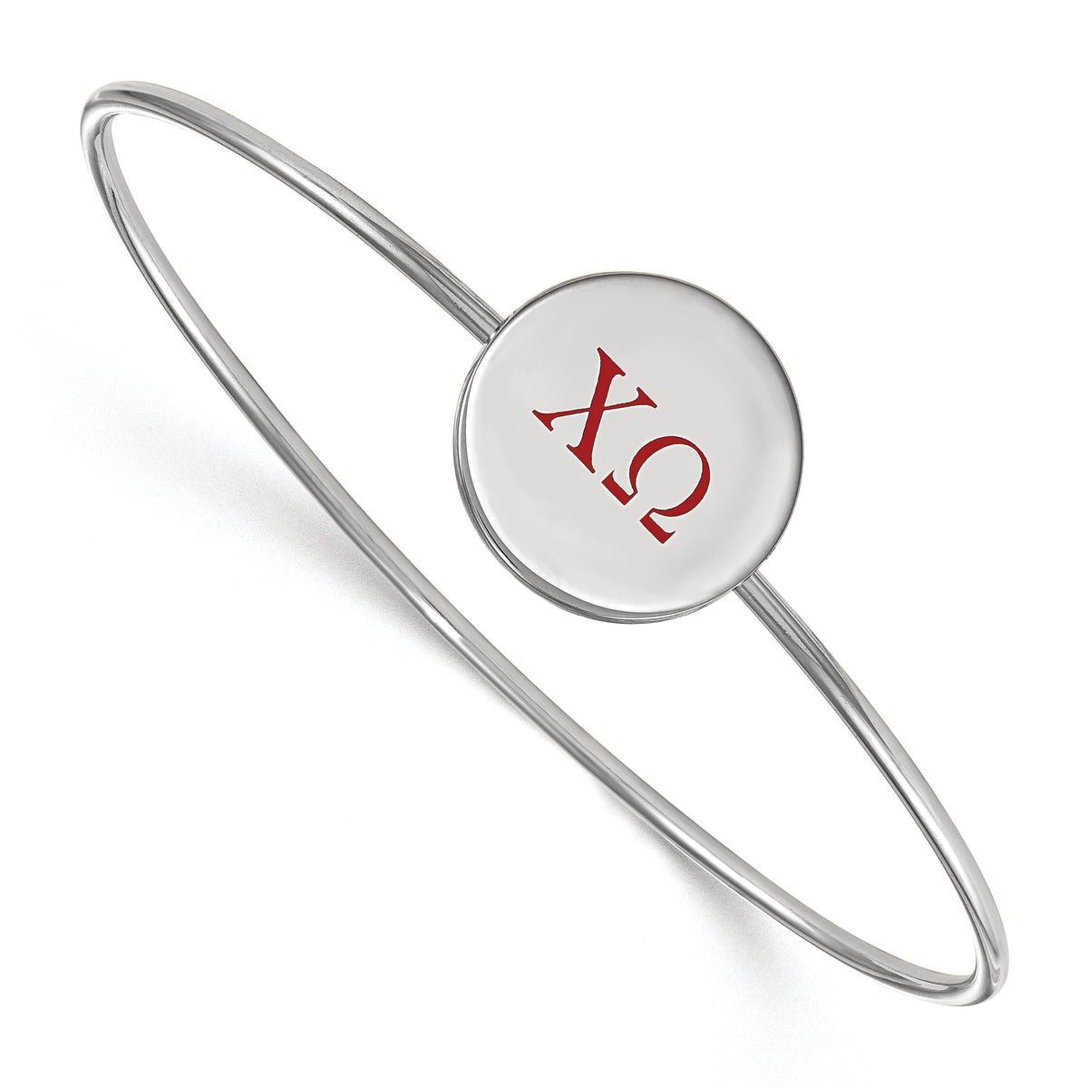 Sterling Silver Official Licensed Greek Sororities 7in Chi Omega (??) Enameled Slip-on Bangle
