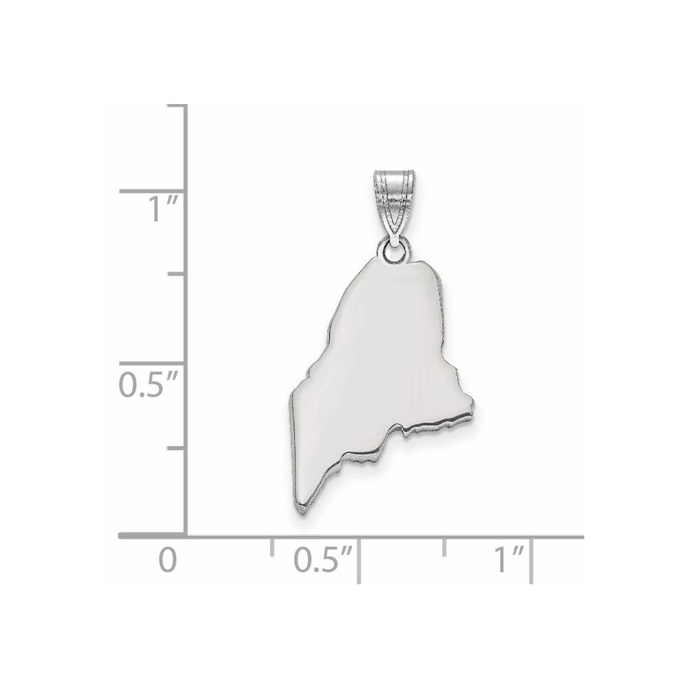 Sterling Silver/Rhodium-plated Maine State Pendant