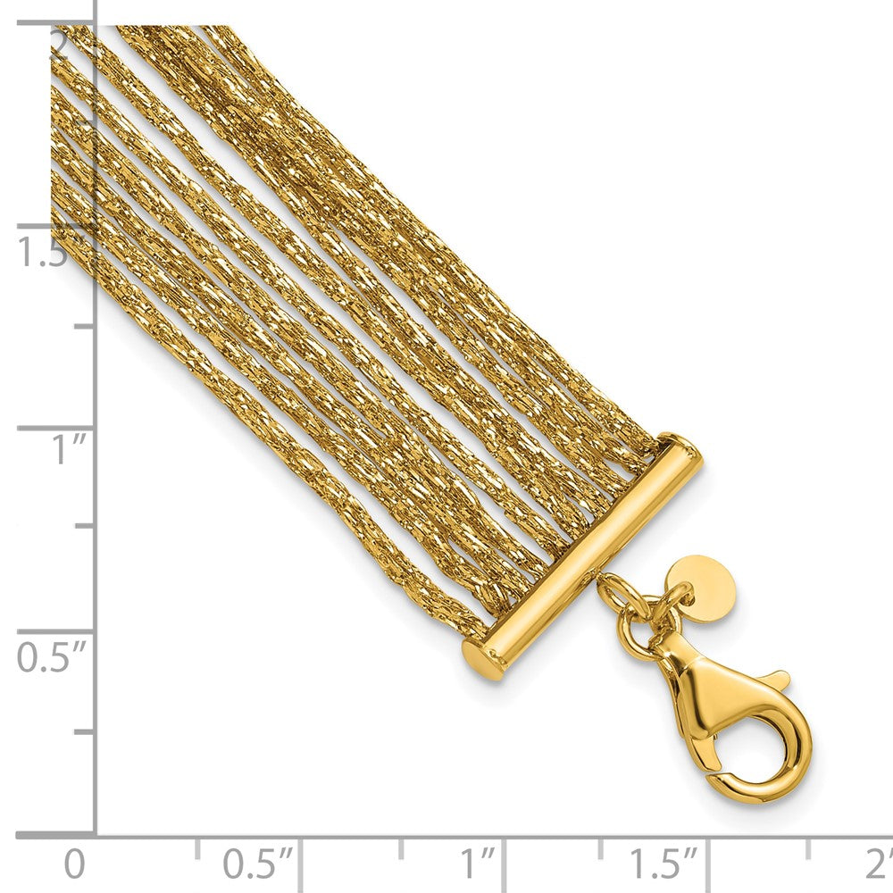 14K Textured Fancy Mesh Multi-strand w/.75in Ext. Bracelet 7.75  inches