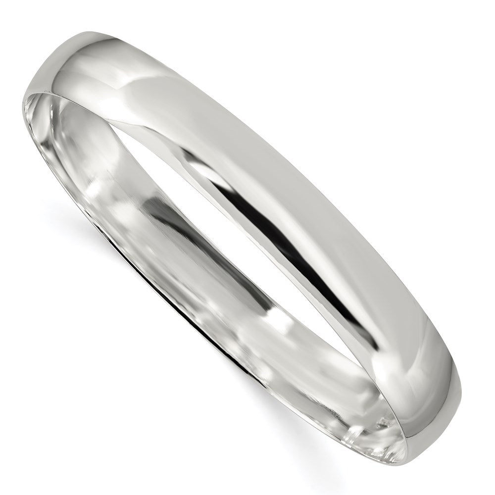 Sterling Silver 9.75mm Solid Polished Plain Slip-On Bangle Bracelet 7.5 inches