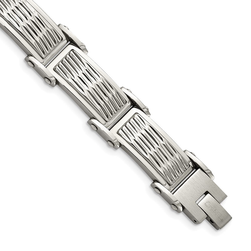 Stainless Steel Brushed Polished and Textured 8.25in Bracelet 8.25 inches