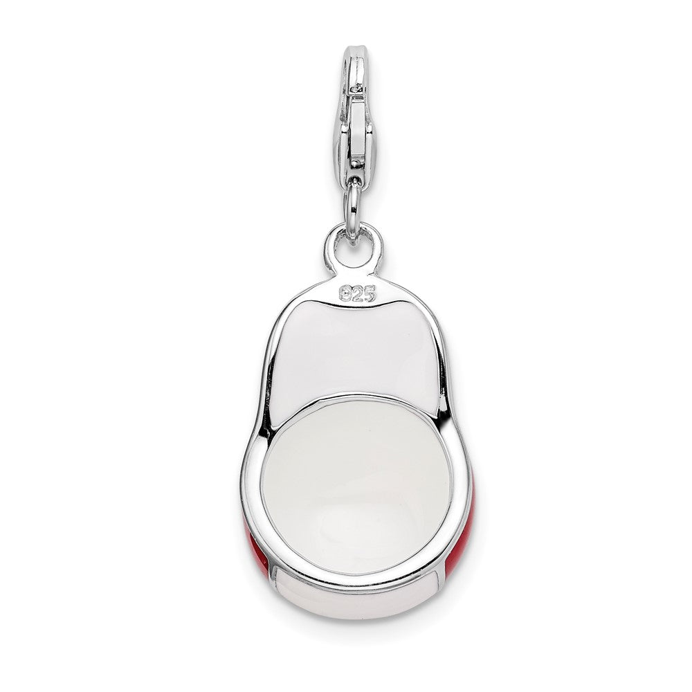 Amore La Vita Sterling Silver Rhodium-plated Polished Enameled 3-D Baseball Cap Charm with Fancy Lobster Clasp