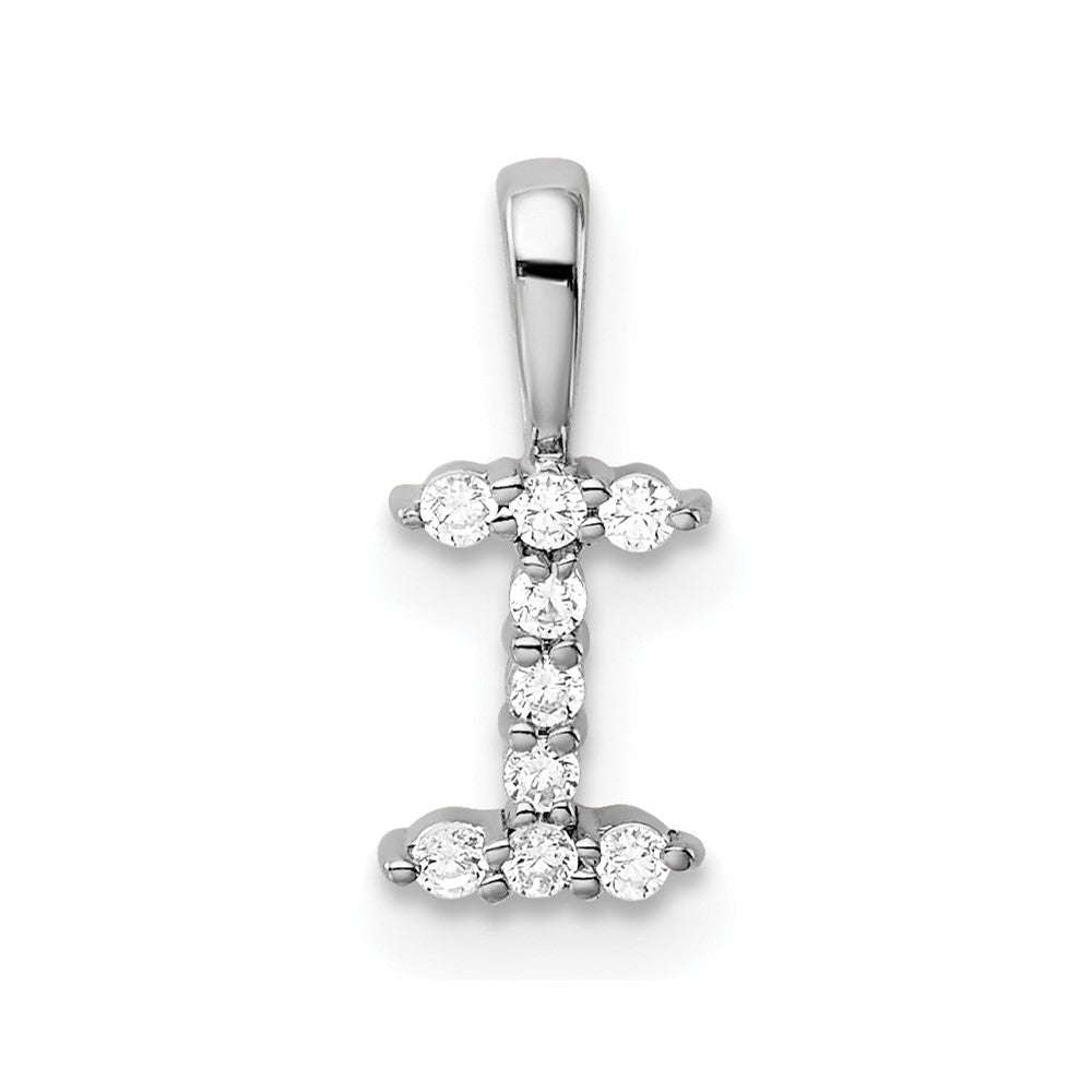 14k White Gold 1/10 carat Lab Grown Diamond VS/SI+ G+ Letter I Initial Pendant