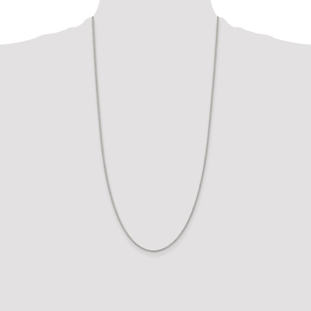 Sterling Silver Rhodium-plated 1.5mm Round Spiga Chain 28 Inches