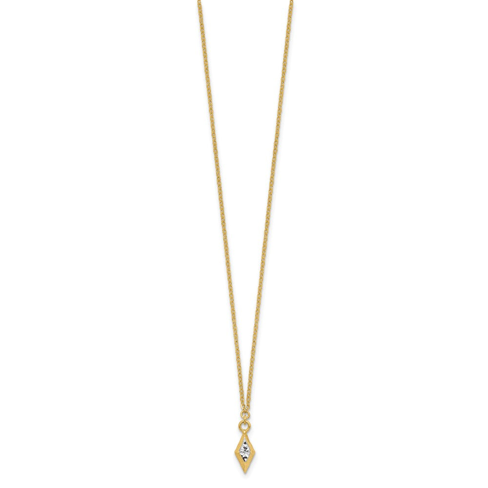 14K and White Rhodium Polished and Diamond-cut Necklace