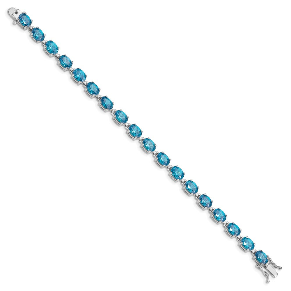 Sterling Silver Rhodium-plated Blue Topaz 6.5in Bracelet 7 inches