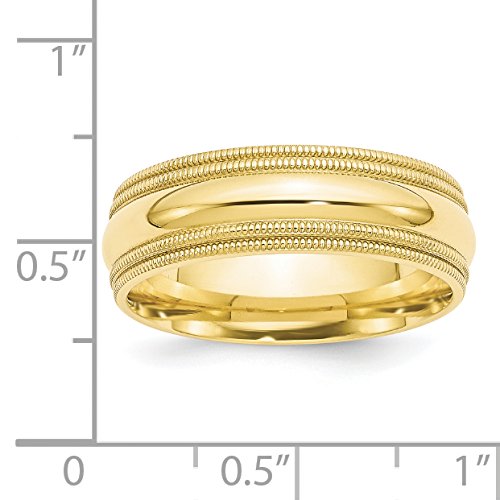 10k Yellow Gold 7mm Double Milgrain Comfort Fit Wedding Band Size 14