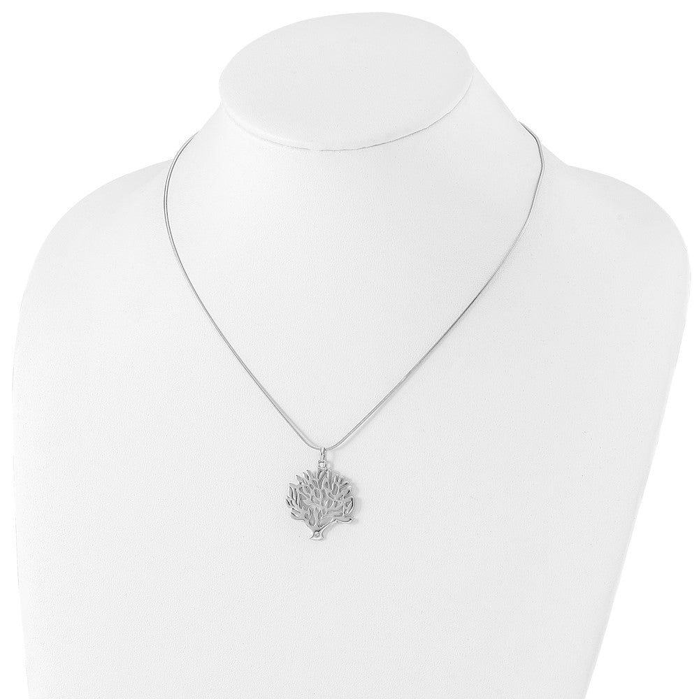 White Ice Sterling Silver Rhodium-plated 18 Inch Diamond Tree Pendant Necklace with 2 Inch Extender 18 Inches