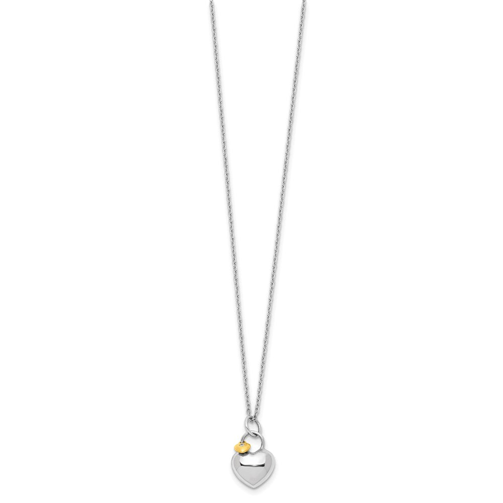 White Ice Sterling Silver Rhodium-plated Gold-tone 18 Inch Diamond Double Heart Necklace with 2 Inch Extender 18 Inches