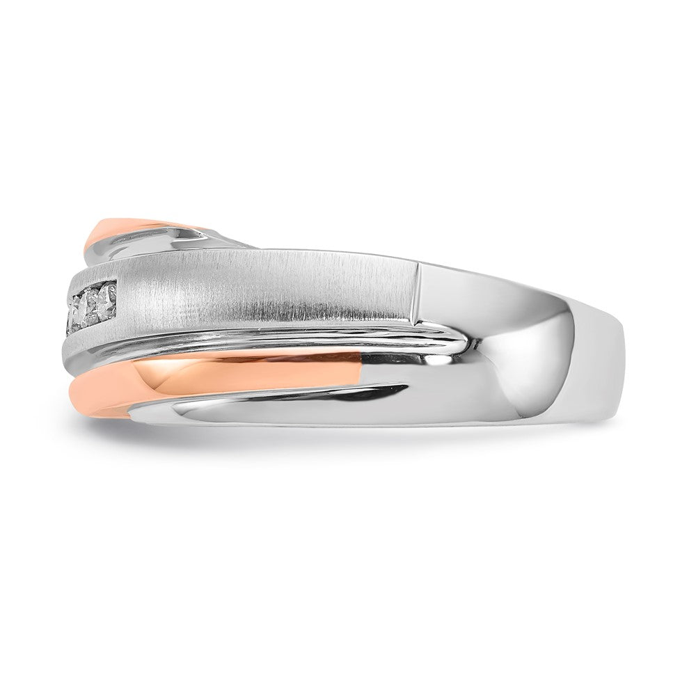 10K Two-tone Polished & Brushed Diamond Ring
