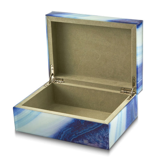 Large Blue Marble Glass Finish Box