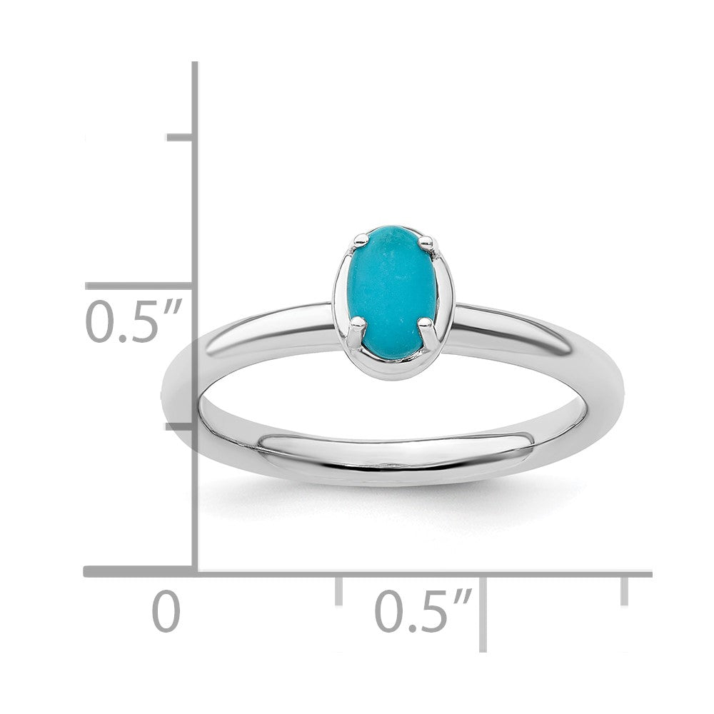 Sterling Silver Stackable Expressions Turquoise Polished Ring Size -10