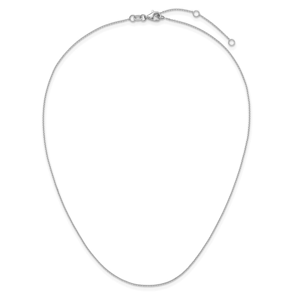 14k White Gold .85mm D/C Square Cable 1in+1in Adjustable Chain