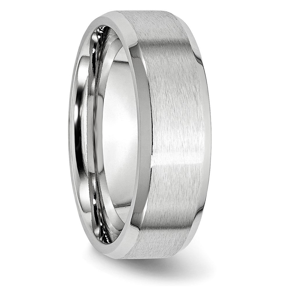 Cobalt Satin and Polished Beveled Edge 7mm Band Size - 8