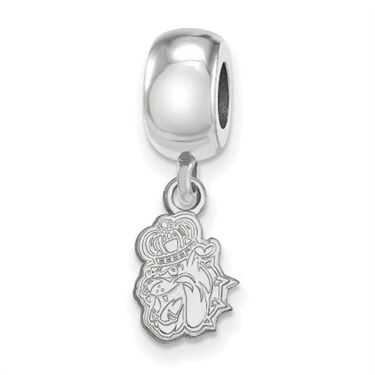 Sterling Silver Rhodium-plated LogoArt James Madison University Duke Dog Extra Small Dangle Bead Charm