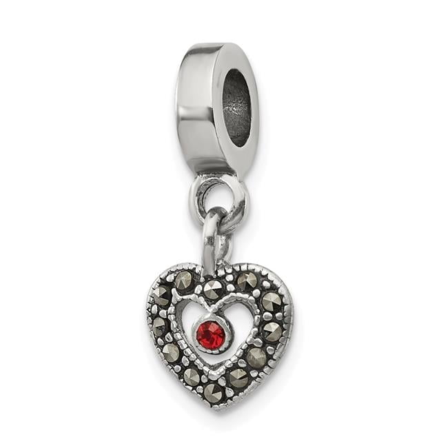 Sterling Silver Reflections Marcasite Heart Dangle Bead