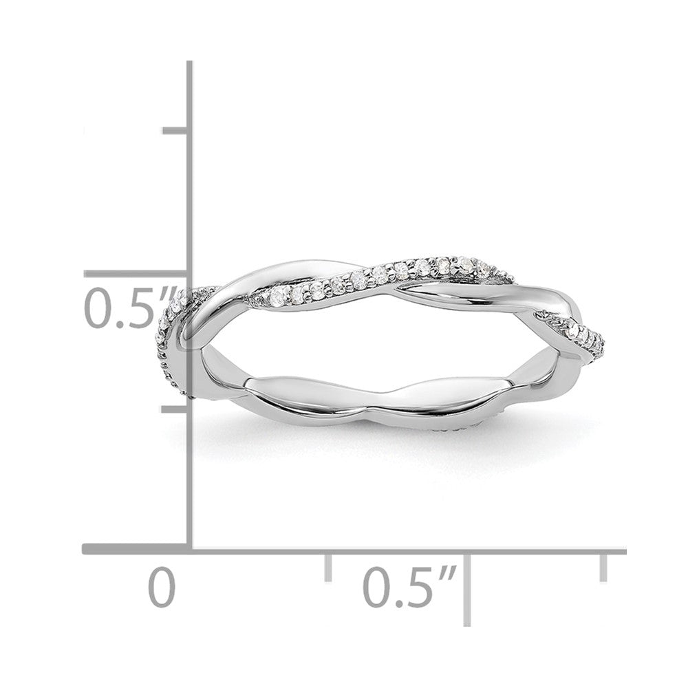 Sterling Silver Stackable Expressions Polished Diamond Ring Size -8