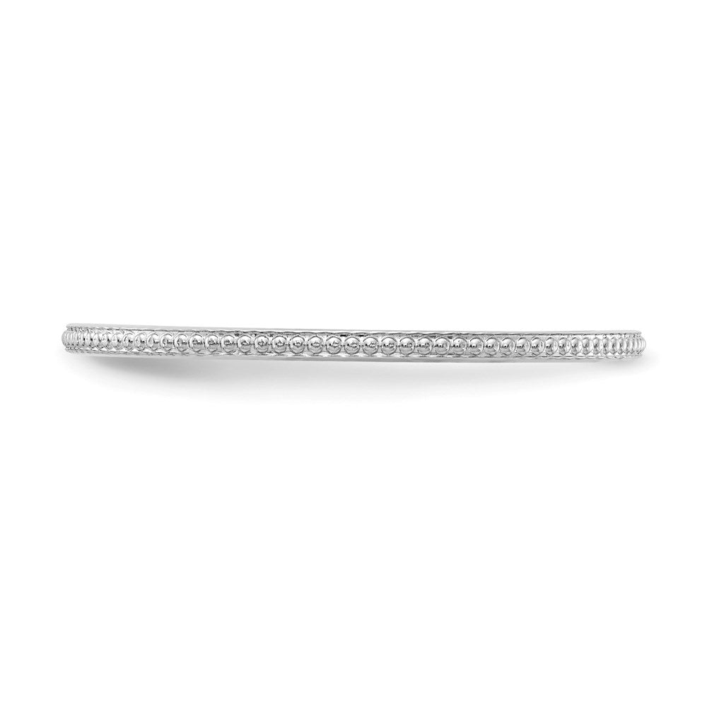 10K White Gold 1.2mm Beaded Stackable Band Size 7