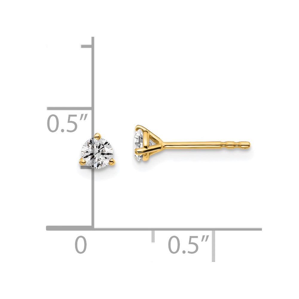 14k Yellow Gold 1/3 ctw Lab Grown Diamond VS/SI+ G+ Round 3 Prong Heavy Wt. Stud Earrings