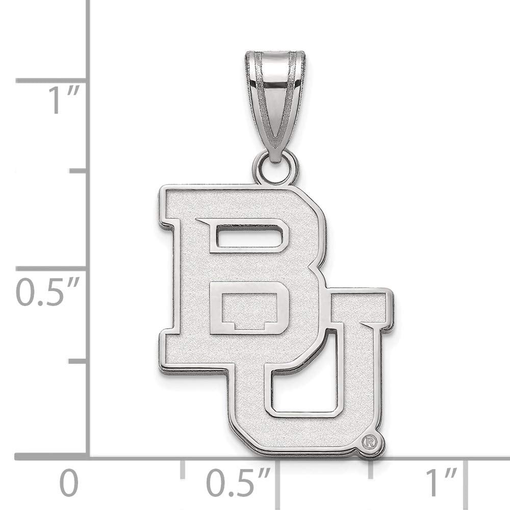 Sterling Silver Rhodium-plated LogoArt Baylor University Bears Large Pendant QSS004BU