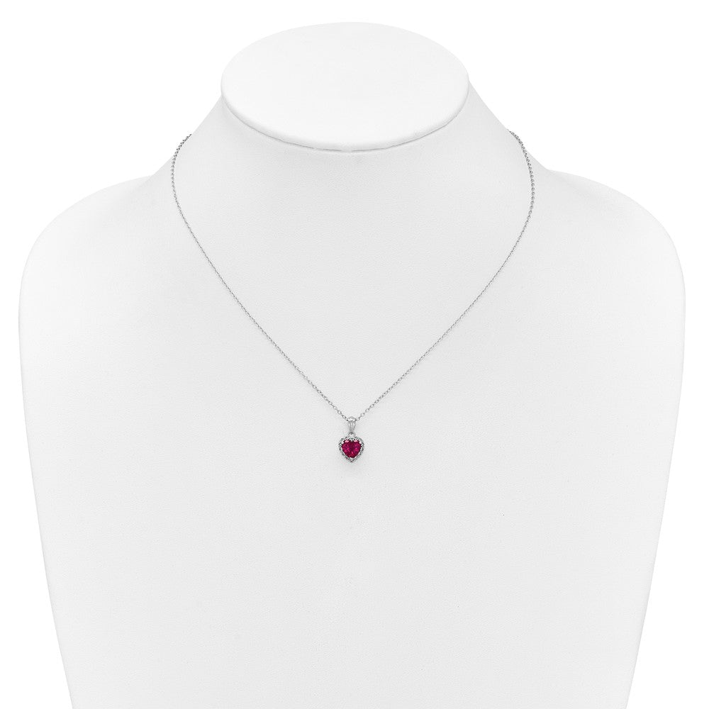 SS Created Ruby & Diamond Pend Necklace