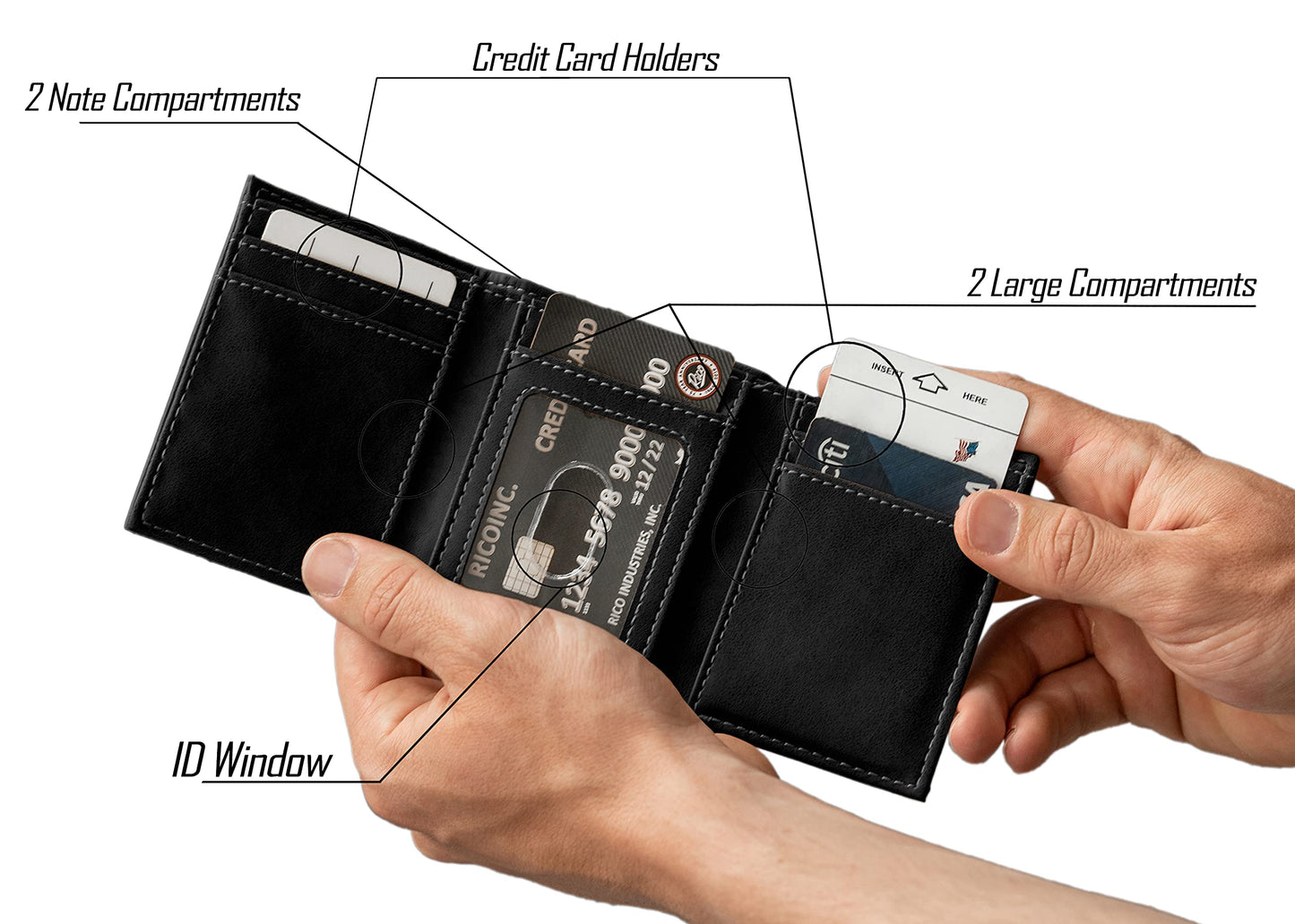 Football Rico Industries Indianapolis  Black Laser Engraved Trifold Laser Engraved Tri-Fold Wallet - Men's Accessory