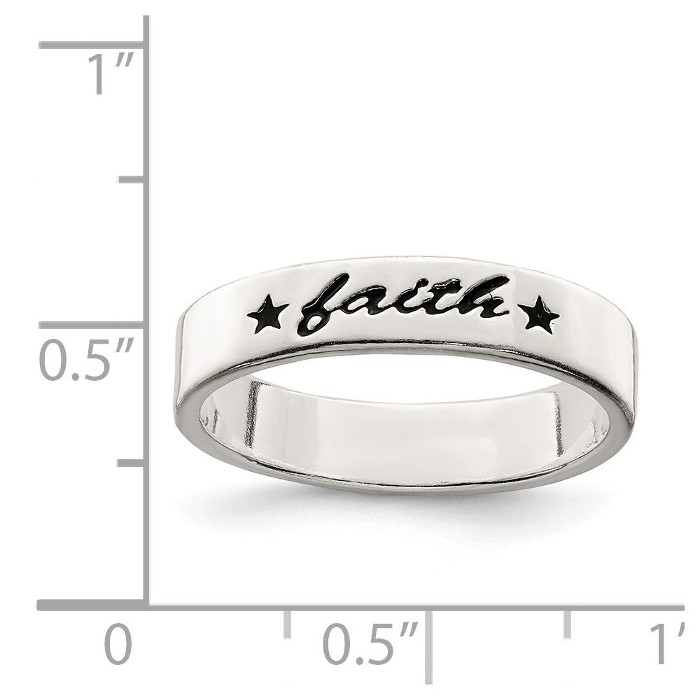 Sterling Silver Antiqued & Polished Faith Ring