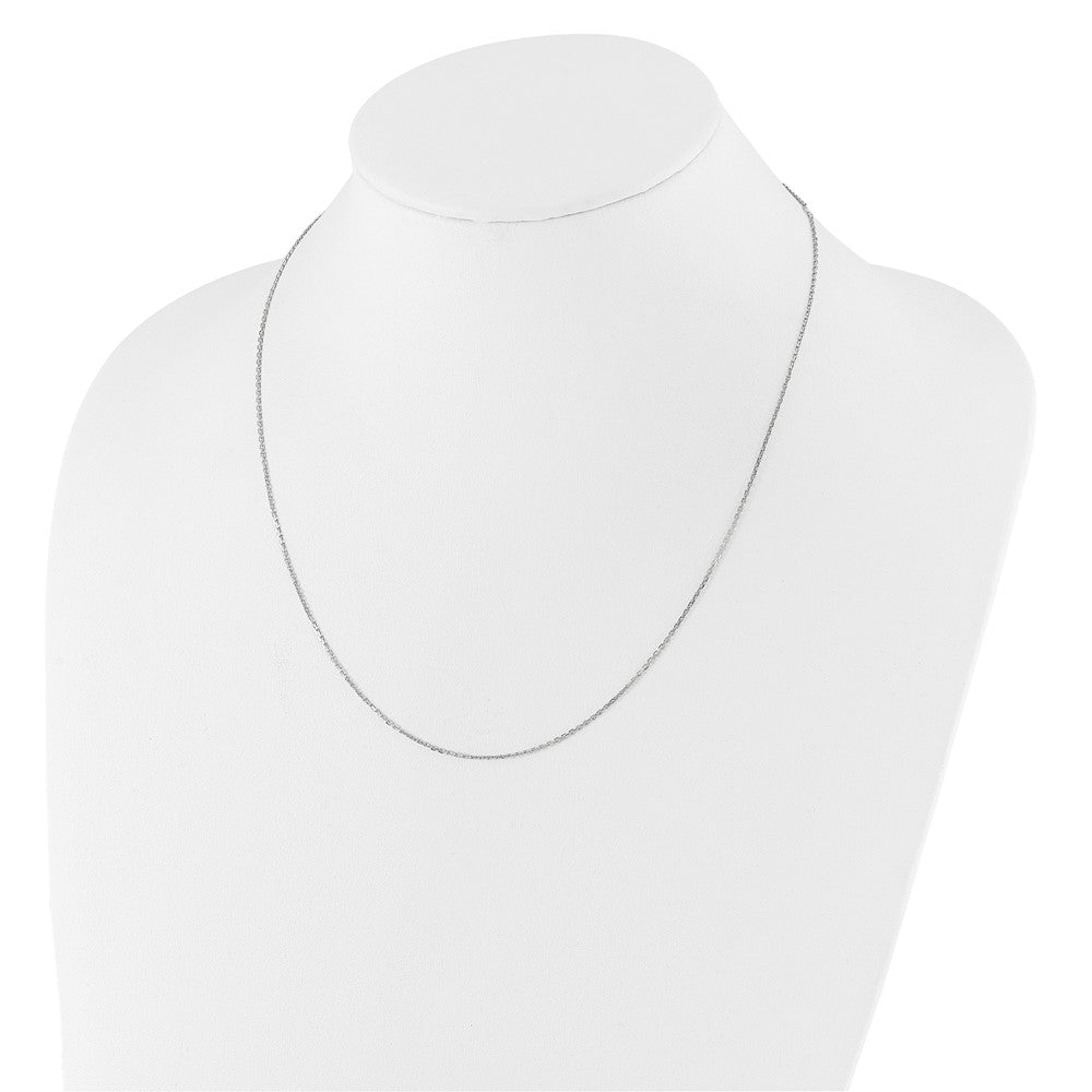 14k White Gold 1.1mm D/C Square Cable 1in+1in Adjustable Chain
