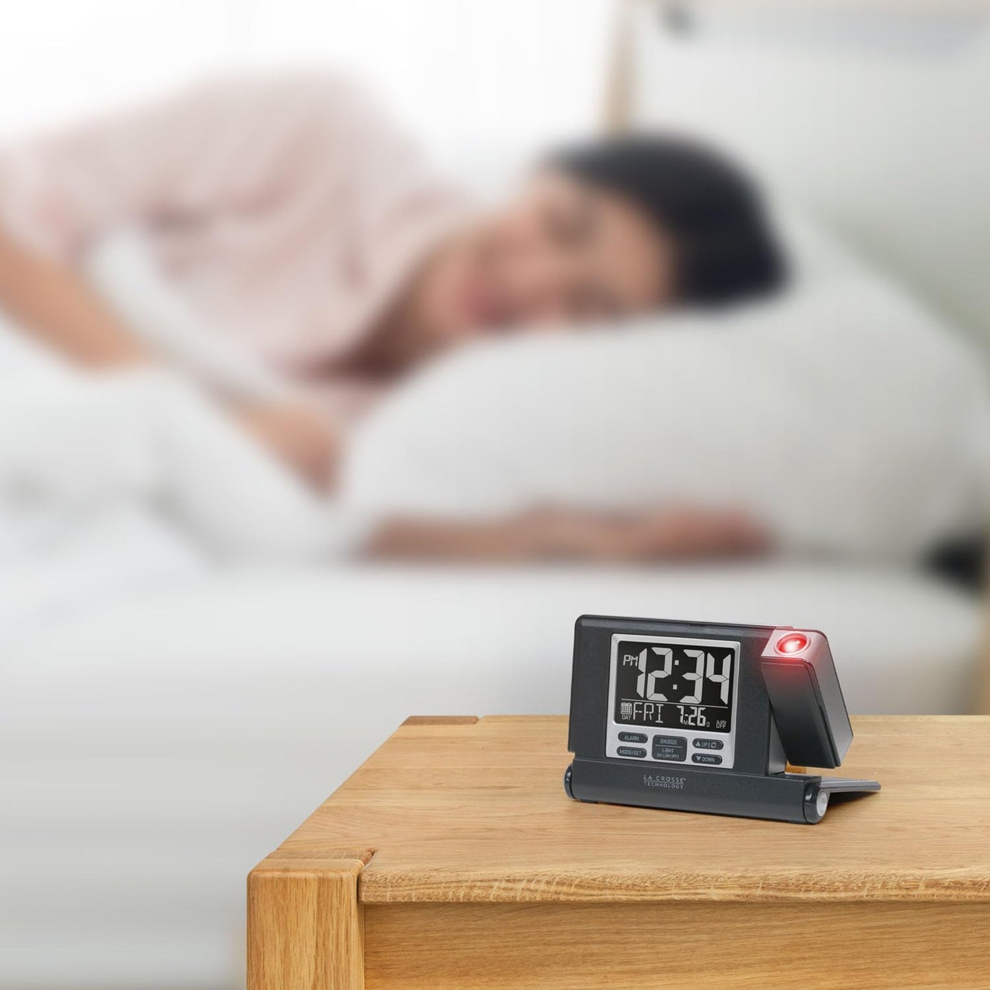 La Crosse Technology 616A-56647-INT Travel Projection Alarm with Fold Out Stand, Black
