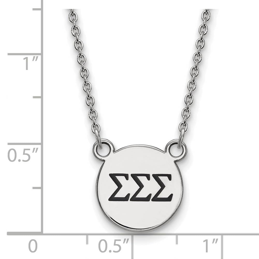 LogoArt Sterling Silver Sigma Sigma Sigma Extra Small Enameled Pendant Necklace With 18 Inch