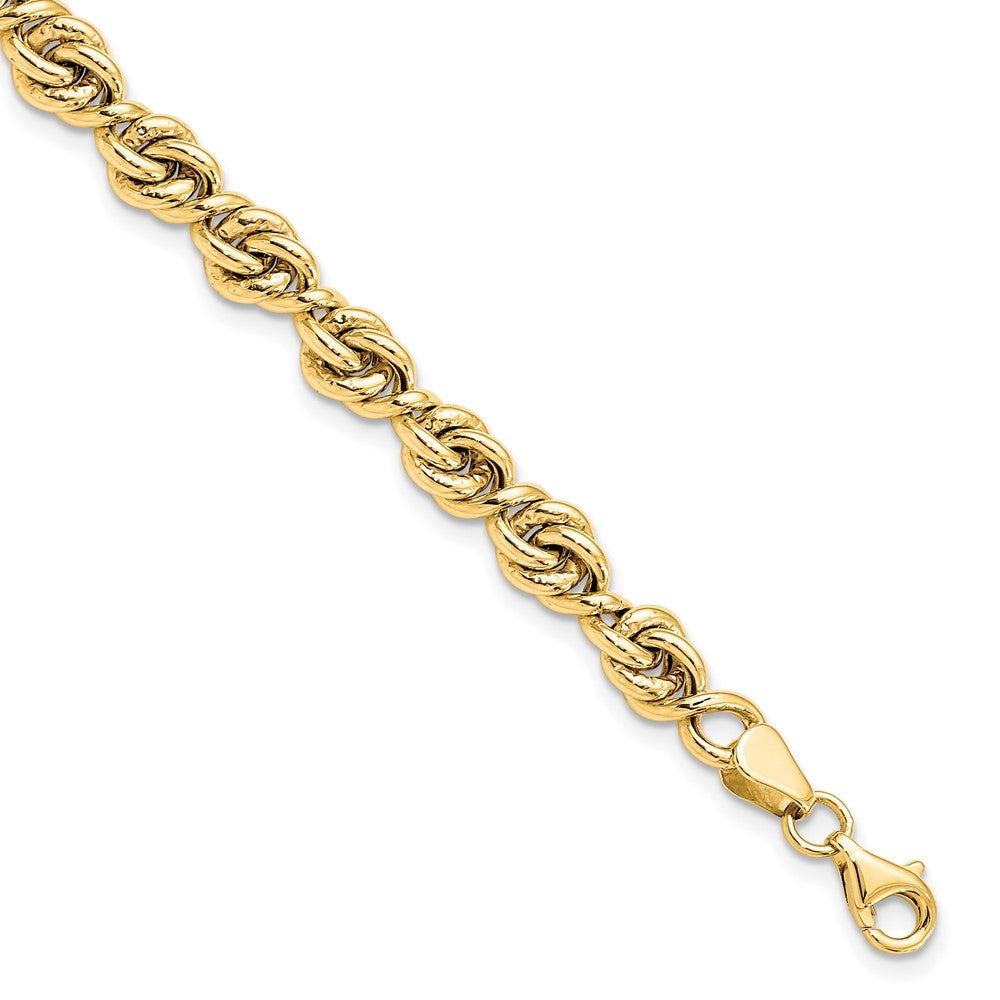 10K Polished Fancy Link Bracelet 7.5  inches