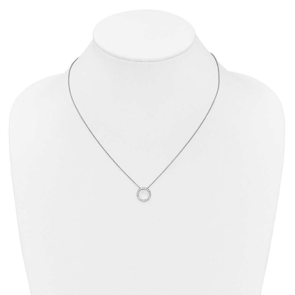 14k White Gold Diamond Circle 18 inch Necklace