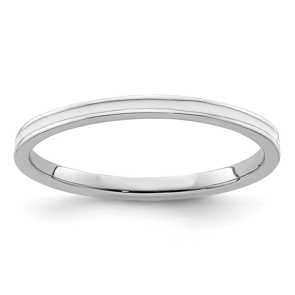 Sterling Silver Stackable Expressions White Enameled 1.5mm Ring Size -9