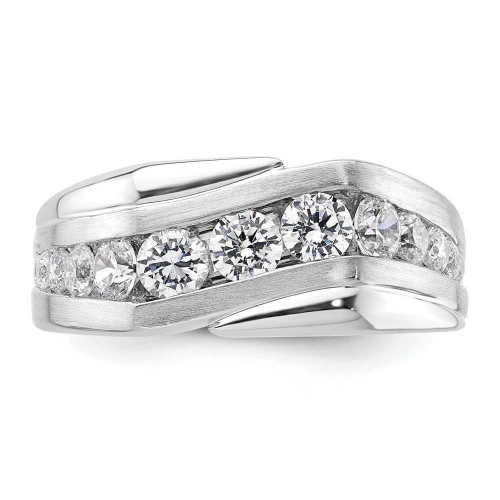 IBGoodman 14k White Gold 1 3/8 carat Lab Grown Diamond VS/SI+ G+ Complete Satin Men's Ring