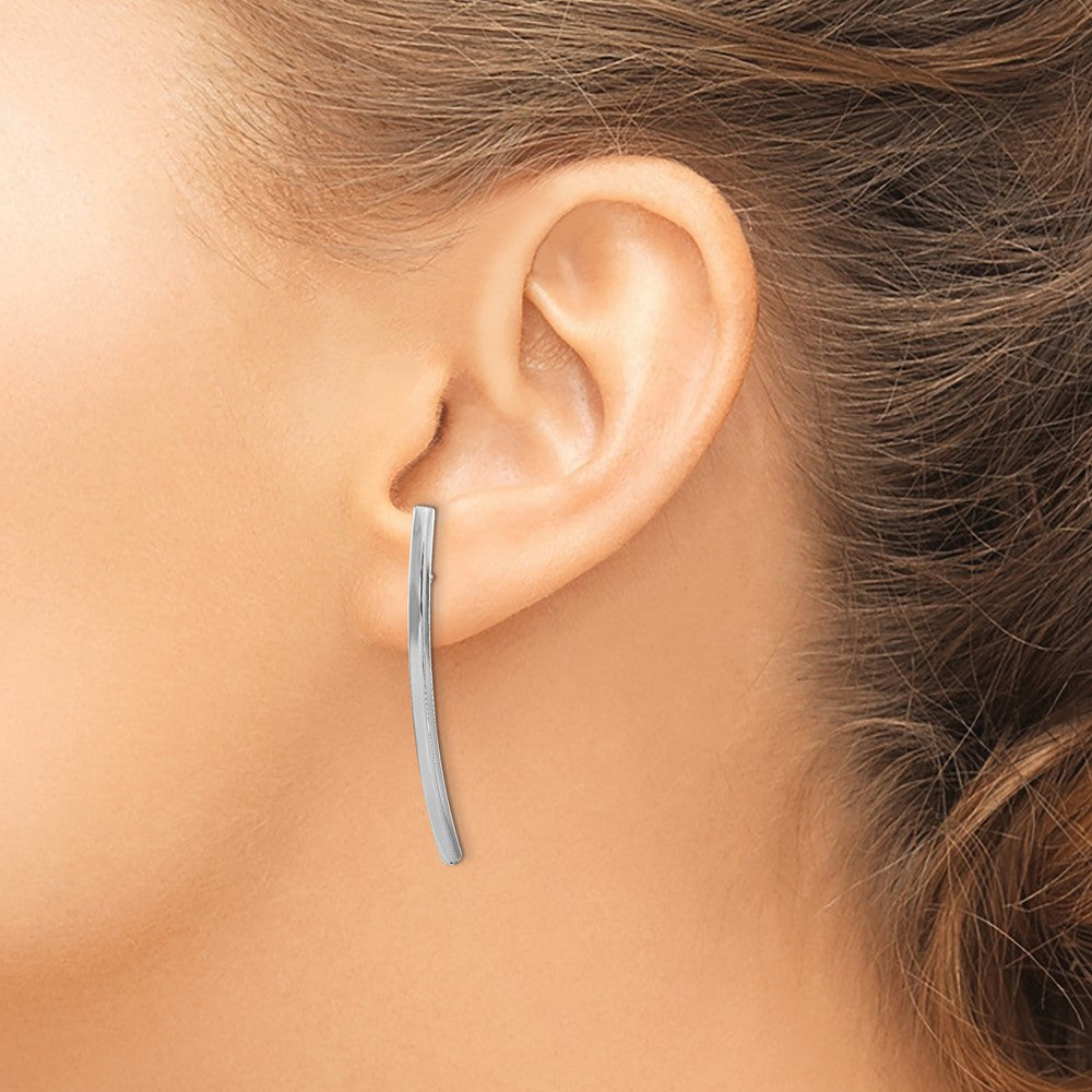 Sterling Silver Rh-plated Polished Post Dangle Earrings