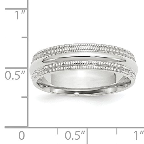 10k White Gold 6mm Double Milgrain Comfort Fit Wedding Band Size 12