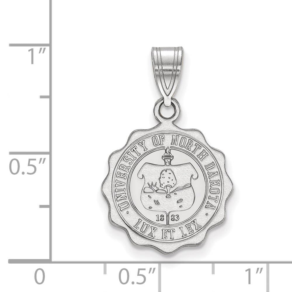 Sterling Silver Rhodium-plated LogoArt University of North Dakota Medium Crest Pendant Q-SS028UNOD