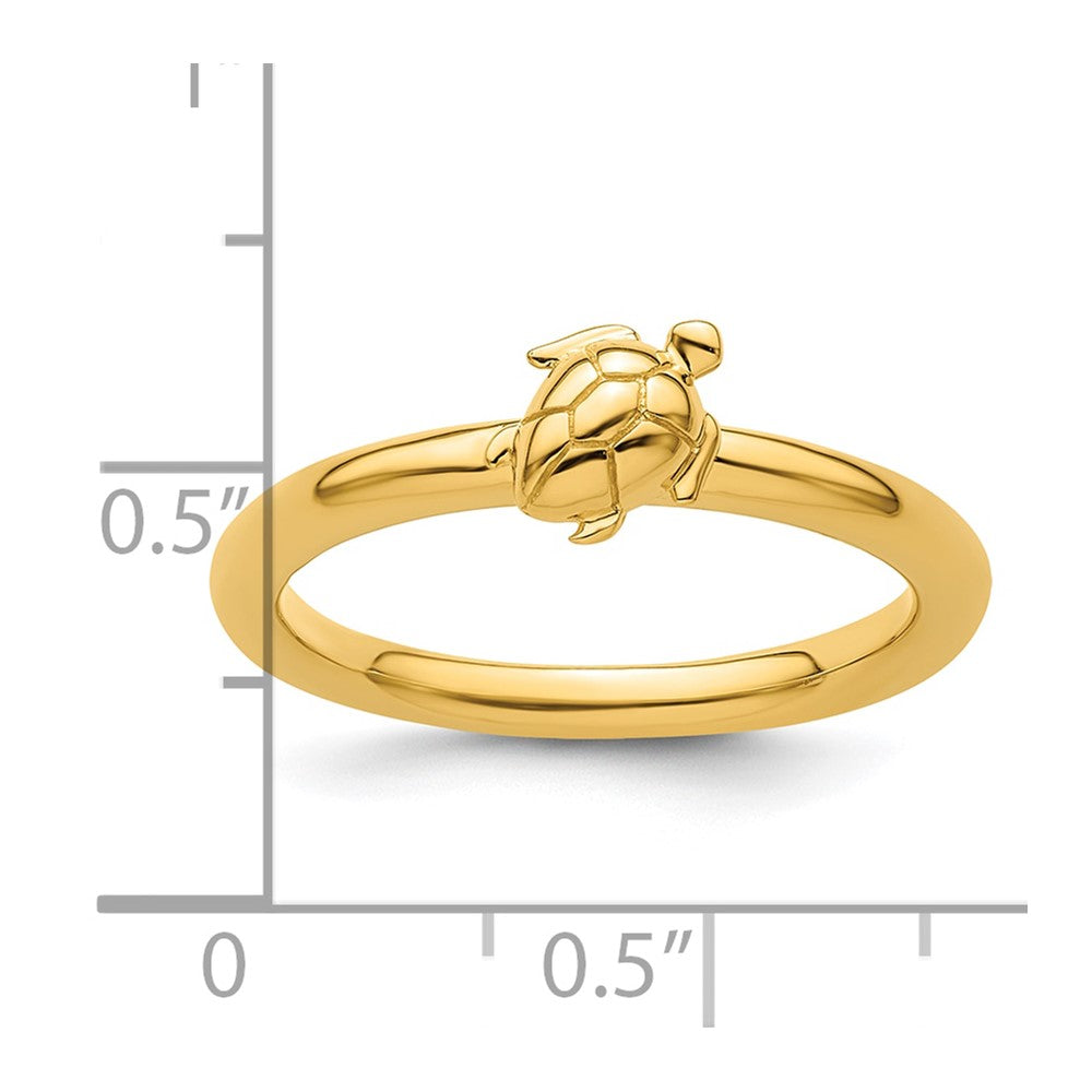 Sterling Silver Stackable Expressions Yellow-plated Turtle Ring