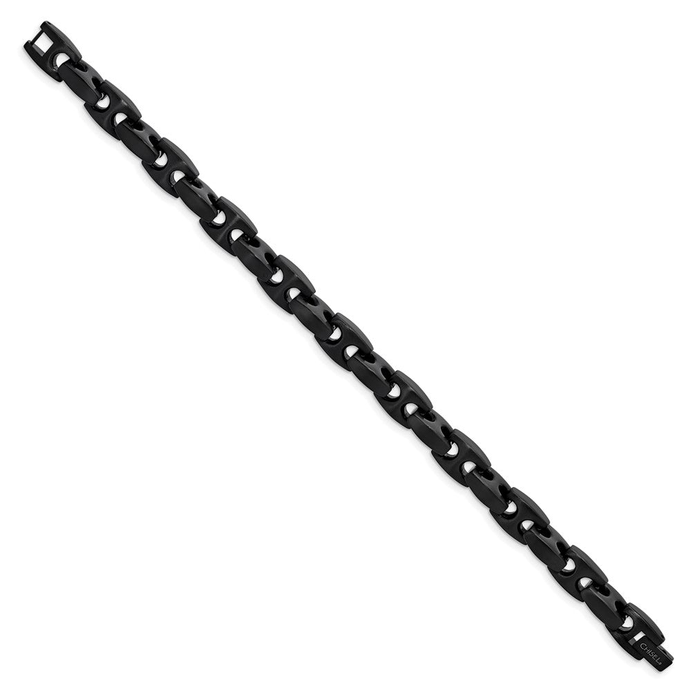 Stainless Steel Brushed Black IP-plated 9in Link Bracelet 9 inches
