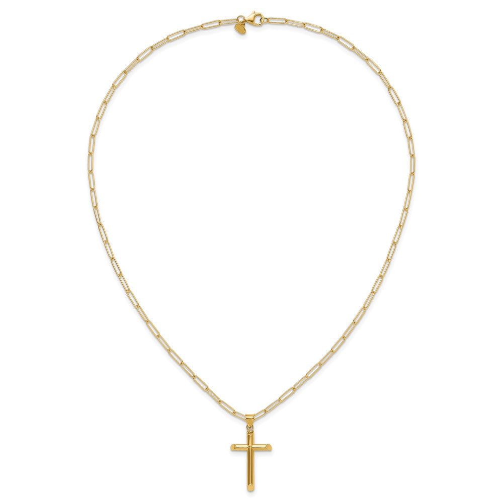 14k Polished Tube Cross Necklace