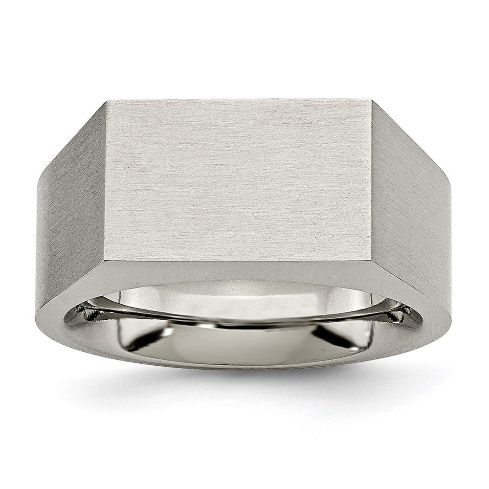 Titanium Brushed and Polished Signet Ring Size - 11