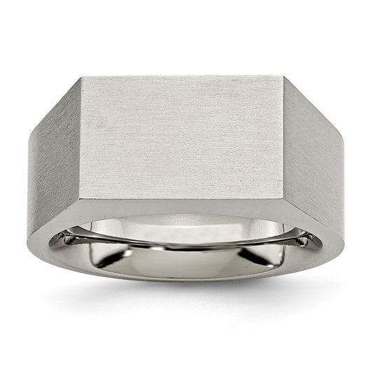 Titanium Brushed and Polished Signet Ring Size - 11