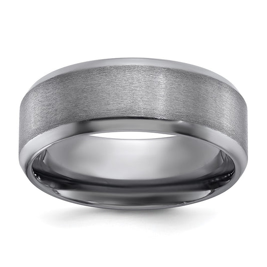 Chisel Tantalum Brushed and Polished 8mm Beveled Edge Band Size - 9