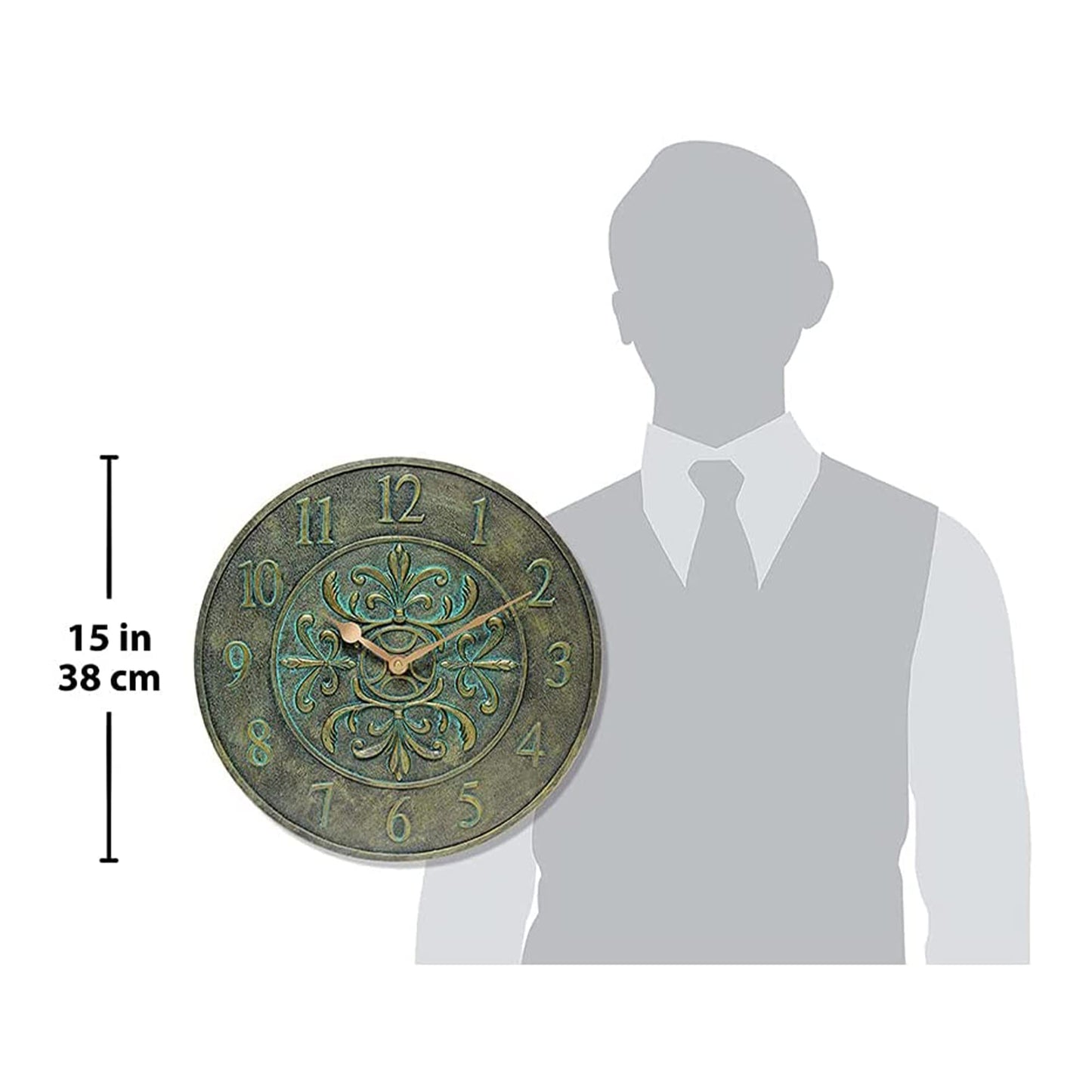 Infinity Instruments Blanc Fleur Weathered Off-White Outdoor 15-inch Analog Wall Clock