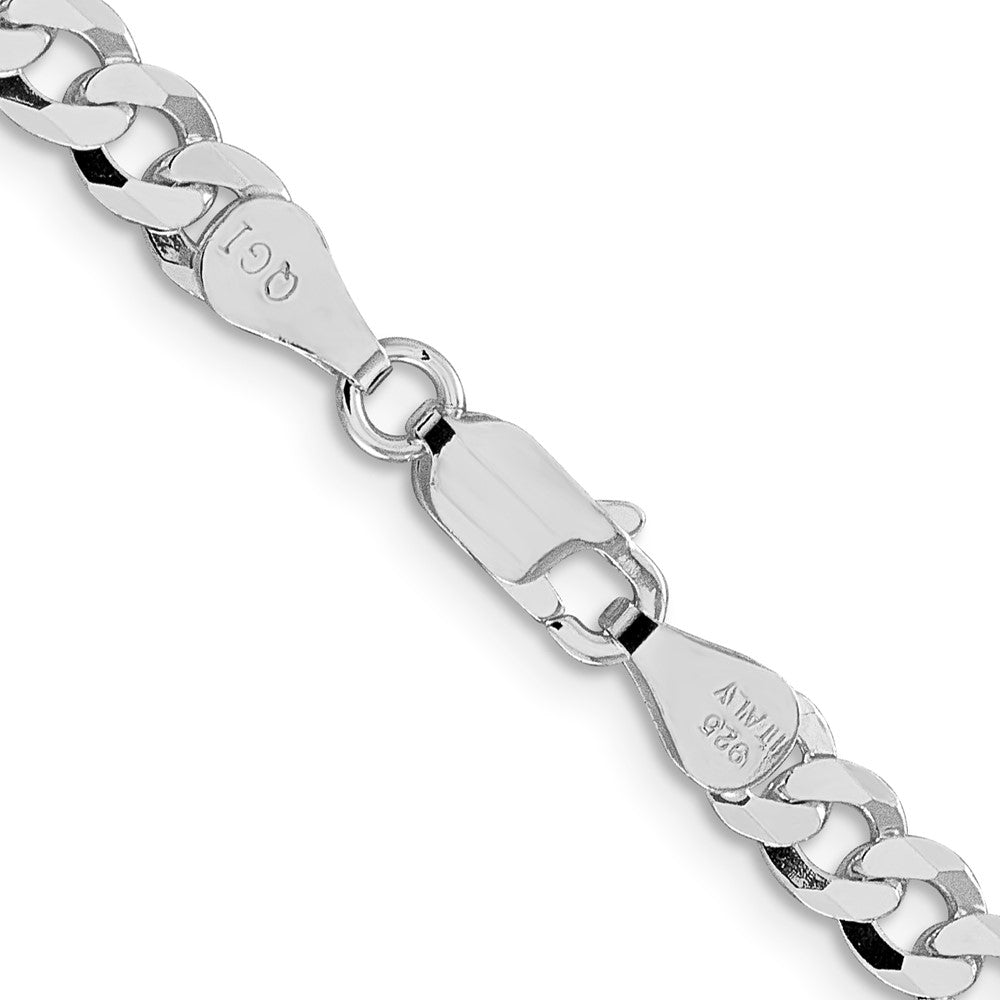 Sterling Silver Rhodium-plated 5mm Beveled Curb Chain 22 Inches