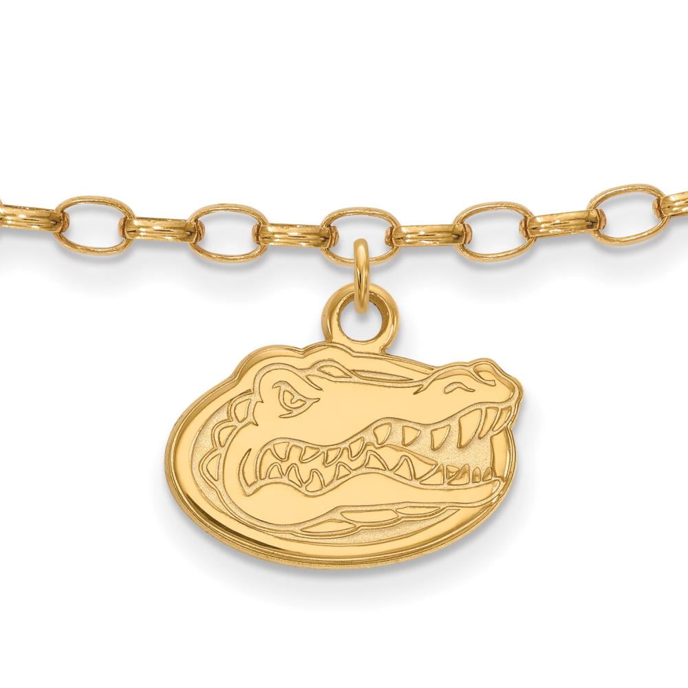 Sterling Silver Gold-plated LogoArt University of Florida Gator 9 inch Anklet Q-GP030UFL