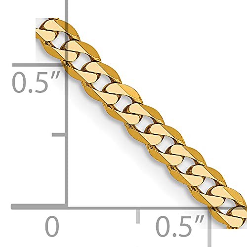 14K 9 inch 2.9mm Flat Beveled Curb with Lobster Clasp Anket