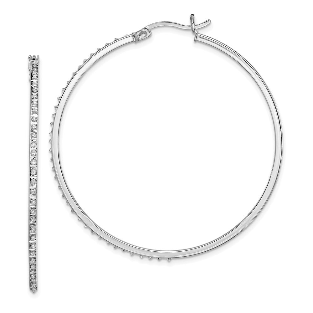 Diamond Fascination Diamond Mystique Sterling Silver Platinum-plated Diamond Round Hoop Earrings